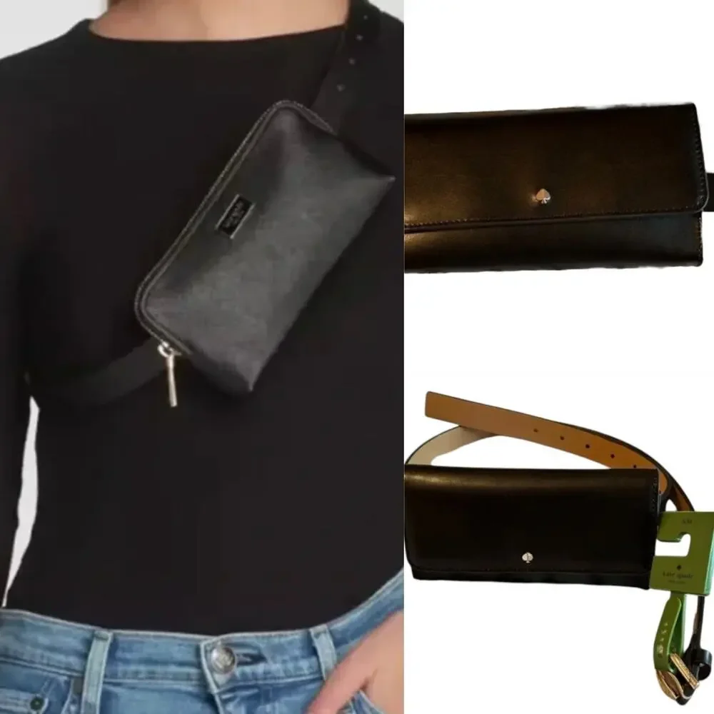 Kate Spade Black Leather‎ Belt Bag Wallet NWT